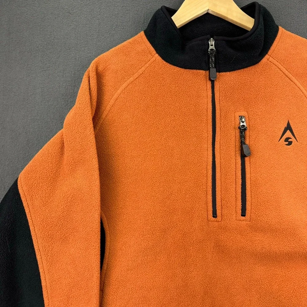 Sherpa Jacket Mens XL Orange & Black Adventure Gear Fleece Long‎ Sleeve Polartec